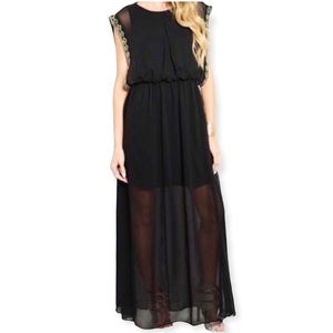 NWT Sheer Stunning W/ Amazing Details & Flattering Black Dress